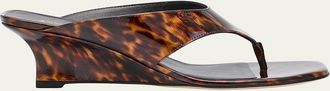 Stuart Weitzman 50mm Vinnie Printed Patent Leather Thong Sandals