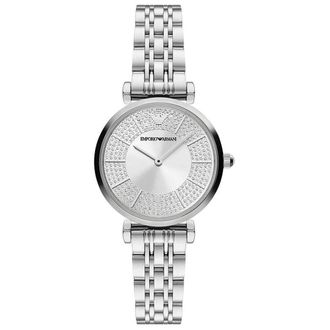 Emporio Armani Accessoires, Dames, Grijs, ONE Size, Twee-wijzer Roestvrijstalen Horloge