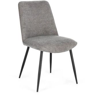 BIZZOTTO Sedia Cora Con Rivestimento In 100% Poliestere Grigio Scuro e Gambe In Acciaio Nero Opaco