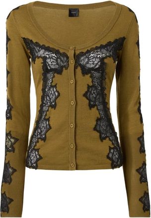 Pinko Urlo Cardigan - Dames - Vesten - Groen - S - Wol - Truien & Vesten
