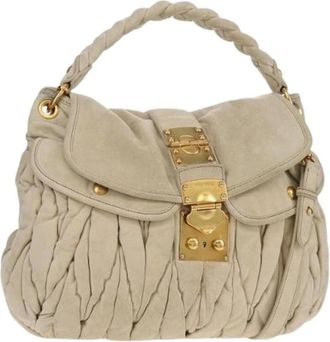 Miu Miu Pre-owned Handbags, female, Beige, Size: ONE SIZE Pre-owned Suede Handbag