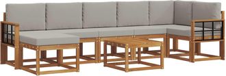 vidaXL Conjunto De Sof&aacute;s De Exterior 8 Uds. Gris Natural Y Claro Vidaxl