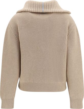 Malo Womens Sweater Cashmere High-Neck Zip Light Sand Polo Tops