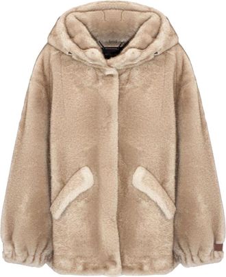 Lou Andr&eacute;a Donsjas van imitatiebont - Dames - Jassen - Beige - S - Jassen
