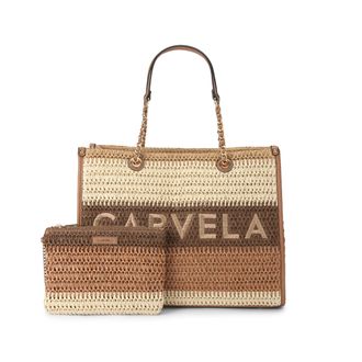 Carvela Womens Sorrento Raffia Tote Bag - Tan Fabric - One Size