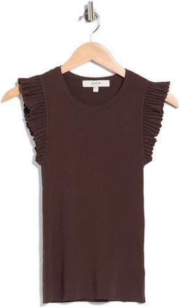 Joie Sleeveless Scalloped Flutter Sleeve Top in Inky Espresso at Nordstrom Rack, Size X-Small