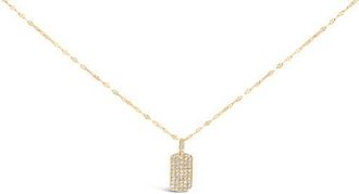 House of Brilliance 14K Yellow Gold 1/3 Cttw Diamond Dog Tag Pendant Necklaces at Nordstrom