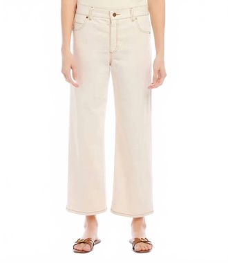 Karen Kane Naomi Cropped Wide Leg Jeans In Natural