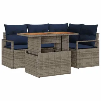 vidaXL Conjunto De Comedor De Jard&iacute;n Con Coj&iacute;n 5 Pcs Gris Y Marino Vidaxl