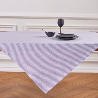 Solino Home Linen Table Throw - Narrow Stripe, 52 x 52, 52 x 52 in Lavender And White at Nordstrom, Size Small