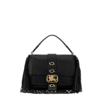 Burberry Fringed Leather Shoulder Bag Black