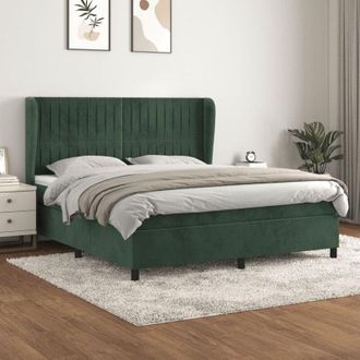 vidaXL Vidaxl - Cama Box Spring Con Colch&oacute;n Terciopelo Verde Oscuro 160x200 Cm