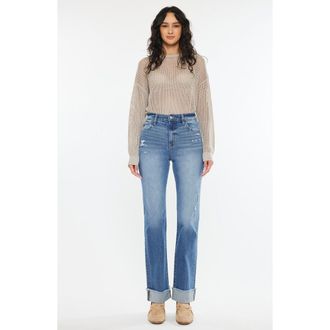 Kancan Trini Essentials High Rise Straight Denim Comfort Stretch Jeans in Medium Wash at Nordstrom, Size 27