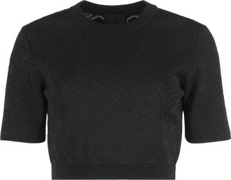 Givenchy Geribbelde Jacquard Gebreide Top - Dames - T-shirts - Zwart - XS - Polyester - Tops