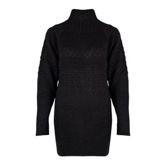 Silvian Heach Korte gebreide jurk met hoge kraag - Dames - Jurken - Zwart - Maat: XS Nylon