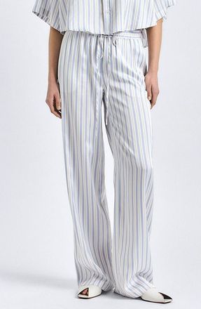 Derek Lam Aurely Drawstring Wide Leg Pants in Lisbon Blue Stripe at Nordstrom, Size X-Large