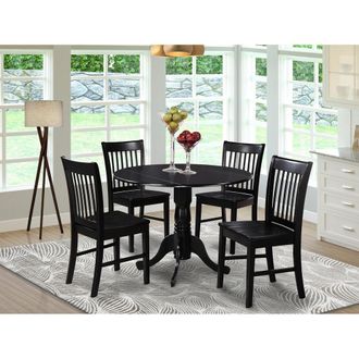 East West Furniture 5 PC small Kitchen Table and Chairs set-round Kitchen Table and 4 dinette Chairs