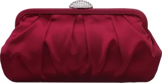 Nina Concord Pleated Satin Frame Clutch in Cherrywood at Nordstrom