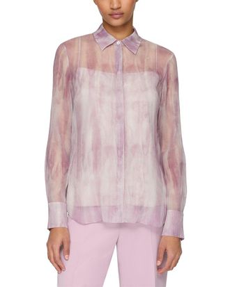 Lafayette 148 New York Scottie Silk Blouse with Cami