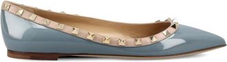 Valentino Garavani Patent Rockstud Ballet Flat - Dames - Ballerinas - Blauw - 37 1/2 EU - Leer - Schoenen
