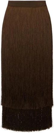 Elisabetta Franchi Rokken, Dames, Bruin, L, Grosgrain Fringe Skirt