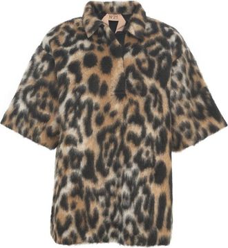 N°21 Leo-Print Polo With Classic Collar And Plush Texture