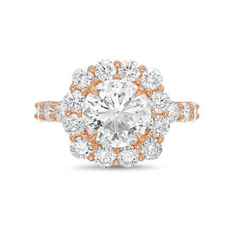 Diana M. Jewels 18kt rose gold 15.00cts Lab-Grown Round Diamond Halo Ring with Diamond Band