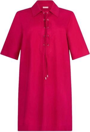 Liu Jo Lace-up Cotton Dress - female - Liu Jo - Short Dresses - Red - XS - Dresses