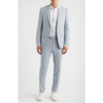 BOSS Huge Stripe Slim Fit Suit in Open Blue at Nordstrom, Size 44 Regular