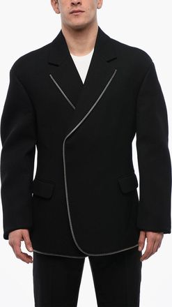Off-white Blazer in Lana ZIP AROUND con Rever Classico Off-White