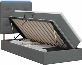 vidaXL Cama De Almacenamiento Led Con Colch&oacute;n Gris Oscuro 100 X 200 Cm Vidaxl
