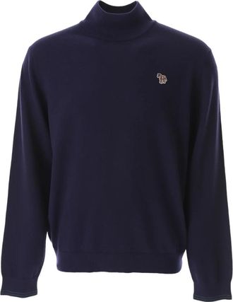 Paul Smith Zebra Rollneck Sweater - Heren - Coltruien - Blauw - 2XL - Katoen - Truien & Vesten