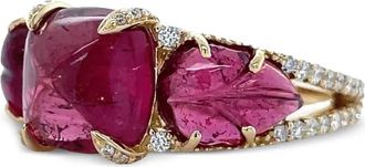 Piranesi 18kt geelgouden Sugarloaf ring met diamant en toermalijn - Roze