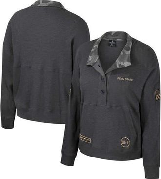 Colosseum Womens Colosseum Heather Charcoal Penn State Nittany Lions OHT Military Appreciation Payback Henley Thermal Sweatshirt at Nordstrom, Size X-Large
