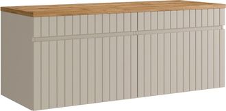 Vente-Unique Mueble bajo lavabo suspendido estriado beige con encimera - 120 cm - SATARA