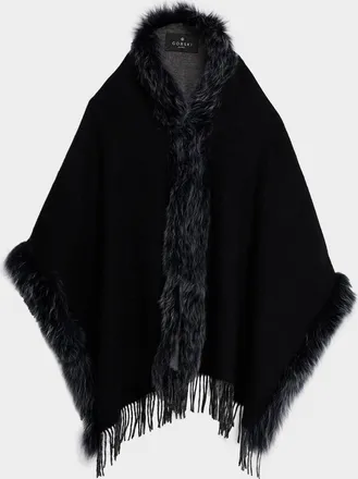 Gorski Toscana Lamb Shearling-Trim Fringe Cashmere Stole