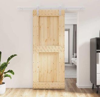 vidaXL Vidaxl - Puerta Corredera Con Herrajes Madera Maciza De Pino 85x210 Cm