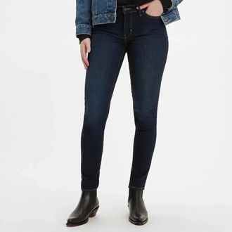 Levi's Womens Levis 711 Jeans Navy Blue Denim Mid Rise Skinny Leg Zip Fly JZZ58