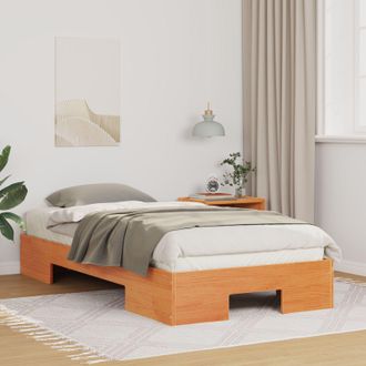 Berkfield Home Floor Bed Frame with Storage Brown 100 x 200 cm Solid pine wood
