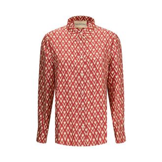 Valentino Zijde Patroon Lange Mouwen Shirt
