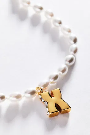 Anthropologie Pearl Initial Necklace