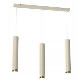 OEM Gratis. L&aacute;mpara Colgante Pipe 3x Gu10 Car&aacute;mbano Beige Dorado Tira Biselada