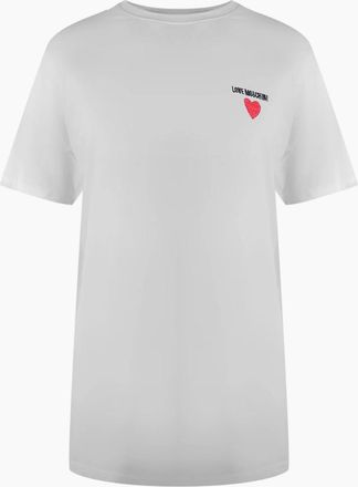 Love Moschino Womens Love Moschino Small Heart Signature Logo White T-Shirt - Size: 18/16