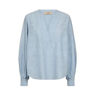 Mos Mosh Kanten Blouse Skyway Yen Sina - Dames - Blouses - Blauw - S - Overhemden