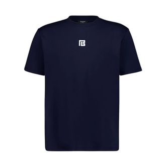 Balmain T-Shirt with Embroidered Logo - male - Balmain - T-Shirts - Blue - M - Tops