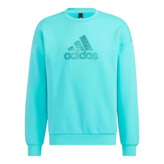 adidas Mens adidas Logo Printing Pattern Pullover Round Neck Long Sleeves Blue HM2983