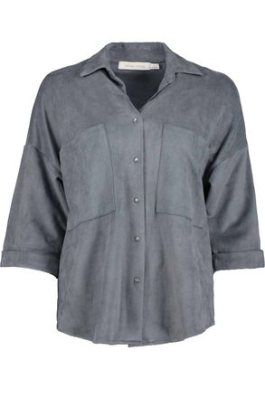 Bishop + Young Eternal Optimist Cozy Suede Snap Front Top In Cloud Blue