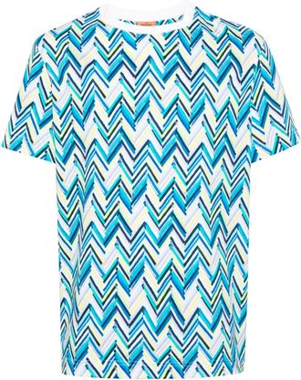 Missoni chevron-print cotton T-shirt - men - Cotton - M - Blue