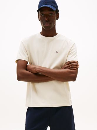 Tommy Hilfiger T-Shirt TOMMY HILFIGER ESSENTIAL REG FIT SOLID TEE mit Stickerei und Rundhals, Herren, Gr. XXL, beige (newsprint), Single Jersey, Obermaterial: 100% B