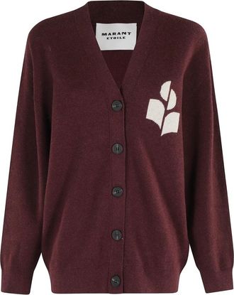 Isabel Marant Bordeaux V-hals Cardigan met knopen - Dames - Vesten - Bruin - XS - Katoen - Truien & Vesten